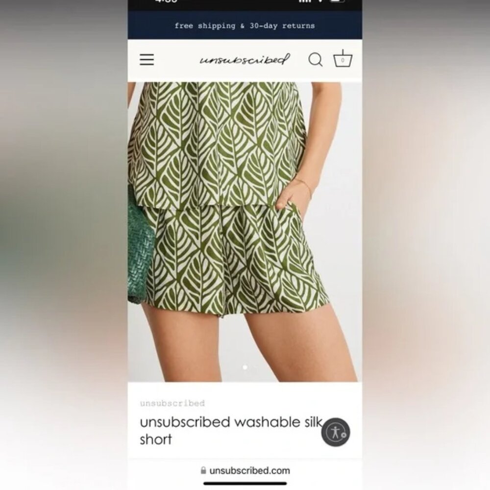 NWT Unsubscribed Washable Silk Shorts, Size Medium